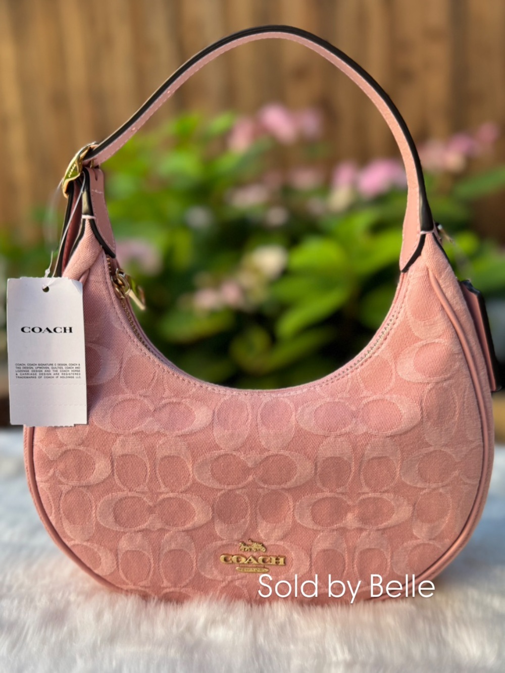 NWT Coach Emily In Signature Denim Denim Gold Light Pink